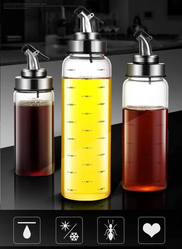 _Borosilicate_Glass_Olive_Oil_Dispenser_with_Markings,_Cruet_SS_Pour_Spout,_Vinegar_Measuring_for_Kitchen_and_BBQ,_Set_of_1_(500ml)
