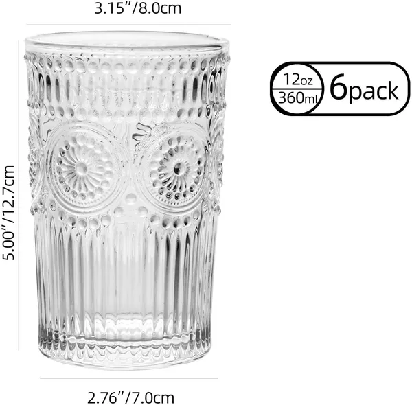 _Premium_Embossed_Romantic_Water_Glassware_Drinking_Glass_Tumblers_Set_for_Juice,_Cocktail,_Beverages,_Beer,_Whiskey_(Transparent)_-_Set_of_6