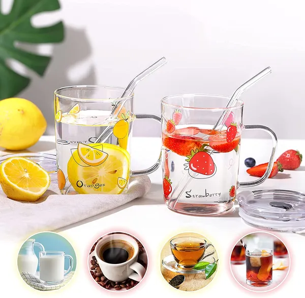 Cartoon_Printed_Design_Glass_Drinking_Mug_with_Handle_and_Clear_Lid_with_Scale_Straw_for_Coffee,Juice,Milk_and_Multiple_Usage_Sipper_400_ml_(Set_of_1)
