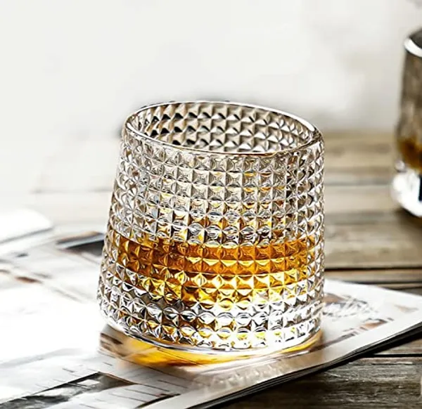 _Old_Fashioned_Dancing_Whiskey_Glass_Set_of_6_with_Rotatable_Bottom,_Premium_Square_Diamond_Design_Glasses_for_Scotch,Bourbon,Vodka,_Juice,_and_Cocktails_(180ml)