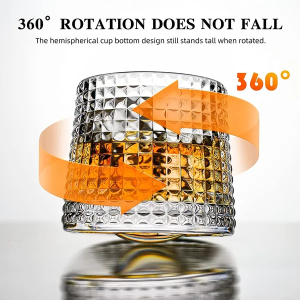 _Old_Fashioned_Dancing_Whiskey_Glass_Set_of_6_with_Rotatable_Bottom,_Premium_Square_Diamond_Design_Glasses_for_Scotch,Bourbon,Vodka,_Juice,_and_Cocktails_(180ml)