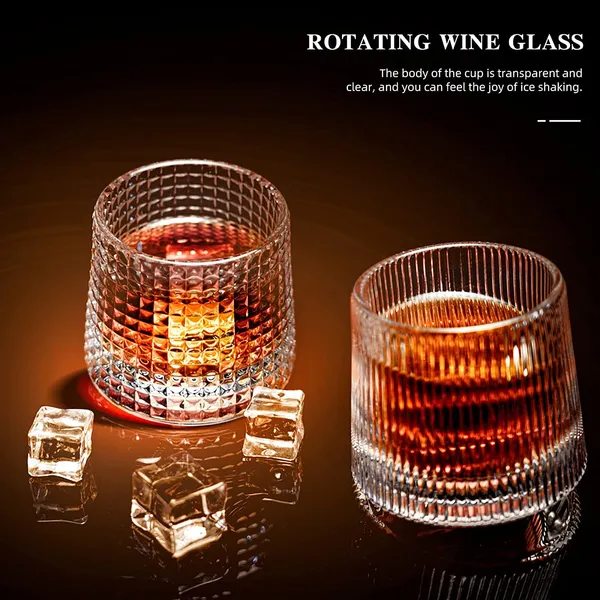 _Old_Fashioned_Dancing_Whiskey_Glass_Set_of_6_with_Rotatable_Bottom,_Premium_Square_Diamond_Design_Glasses_for_Scotch,Bourbon,Vodka,_Juice,_and_Cocktails_(180ml)