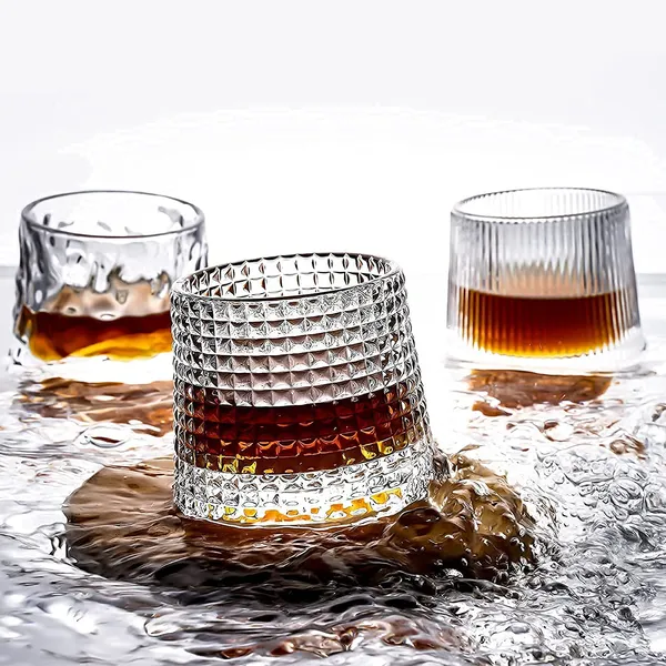 _Old_Fashioned_Dancing_Whiskey_Glass_Set_of_6_with_Rotatable_Bottom,_Premium_Square_Diamond_Design_Glasses_for_Scotch,Bourbon,Vodka,_Juice,_and_Cocktails_(180ml)