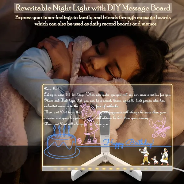 3D_Acrylic_Dry_Erase_Board_with_Stand_&_Light_as_a_Glow_Memo_LED_Letter_Rewritable_Message_Glass_White_Board_Lamp_with_13_Color_Pen,_Note_Daily_Painting_for_Office_Home_(20x30_CM)_(Large)
