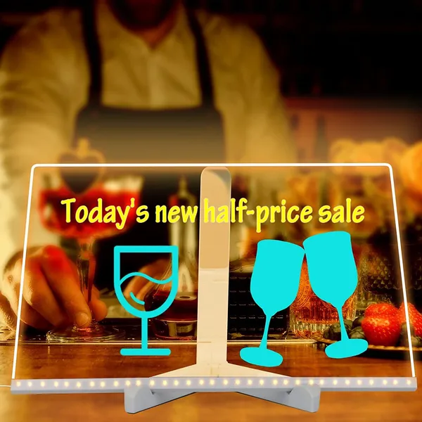 3D_Acrylic_Dry_Erase_Board_with_Stand_&_Light_as_a_Glow_Memo_LED_Letter_Rewritable_Message_Glass_White_Board_Lamp_with_13_Color_Pen,_Note_Daily_Painting_for_Office_Home_(20x30_CM)_(Large)