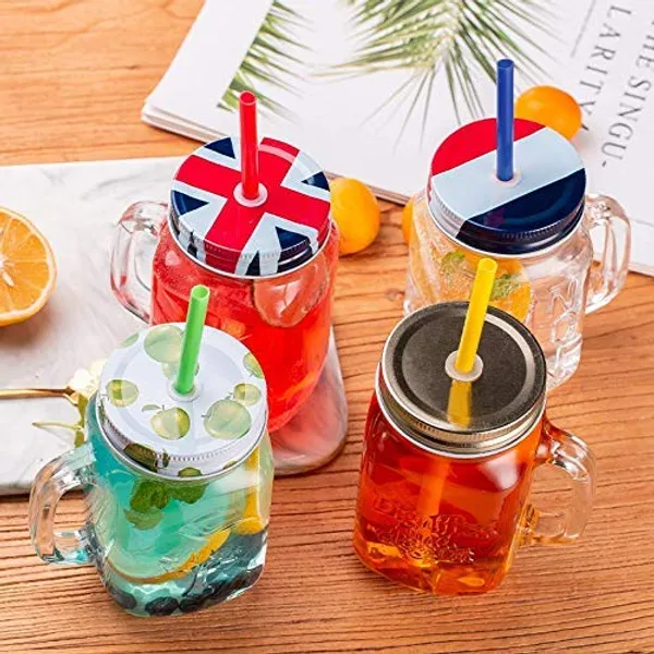 Sophisticated_Mason_Jar_Mugs_with_Handle_and_Straw_Old_Fashioned_Drinking_Glass,_Random_Colour_Lid,_450ml_(Set_of_2)
