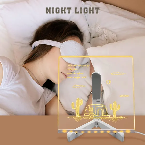 3D_Acrylic_Dry_Erase_Board_with_Stand_&_Light_as_a_Glow_Memo_LED_Letter_Rewritable_Message_Glass_White_Board_Lamp_with_13_Color_Pen,_Note_Daily_Painting_for_Office_Home_(20x20_CM)_(Medium)