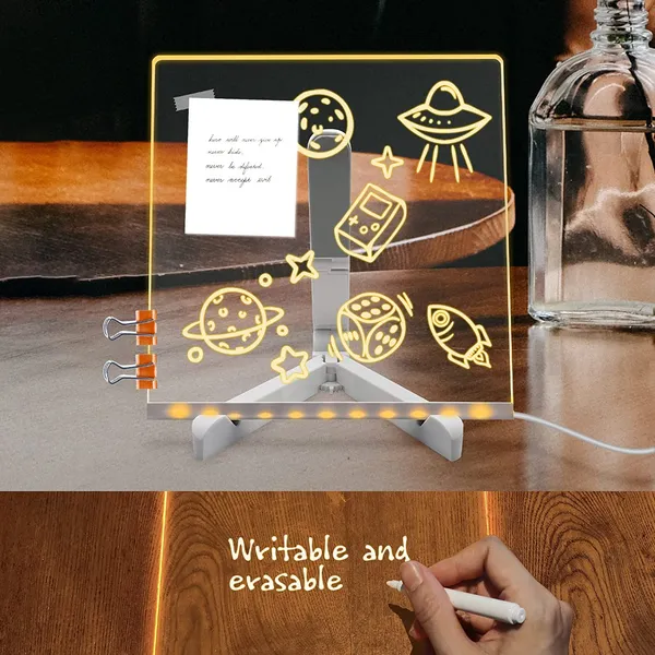 3D_Acrylic_Dry_Erase_Board_with_Stand_&_Light_as_a_Glow_Memo_LED_Letter_Rewritable_Message_Glass_White_Board_Lamp_with_13_Color_Pen,_Note_Daily_Painting_for_Office_Home_(20x20_CM)_(Medium)