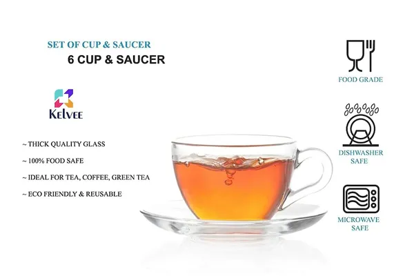 _New_Crystal_Clear_Classic_Glass_Tea_&_Coffee_Cup_and_Saucer_Set,_for_Espresso_Cappuccino_hot_Chocolate_Green_Tea_and_More,_(6_Cups_and_6_Saucers)_-_Pack_of_12