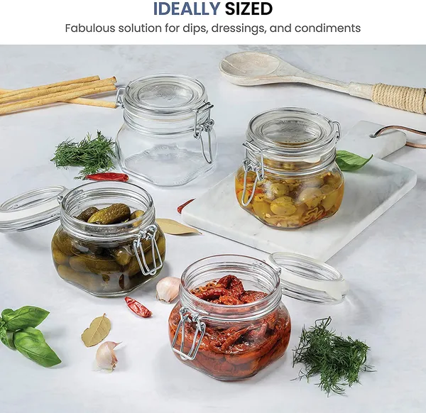Air_Tight_Glass_Storage_Containers_with_Steel_Clamp_Lid_and_Silicon_Seal/Glass_Jars/Kitchen_Storage_Containers/Cookie_Jar_-_500ml_-_(Set_of_2)