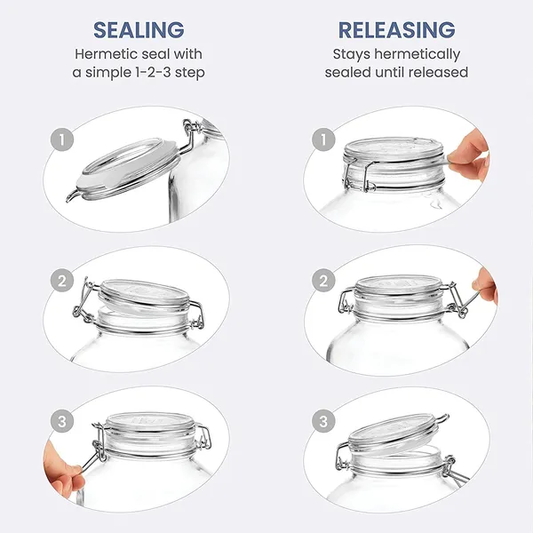 Air_Tight_Glass_Storage_Containers_with_Steel_Clamp_Lid_and_Silicon_Seal/Glass_Jars/Kitchen_Storage_Containers/Cookie_Jar_-_500ml_-_(Set_of_2)