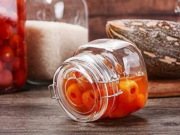 Air_Tight_Glass_Storage_Containers_with_Steel_Clamp_Lid_and_Silicon_Seal/Glass_Jars/Kitchen_Storage_Containers/Cookie_Jar_-_500ml_-_(Set_of_2)