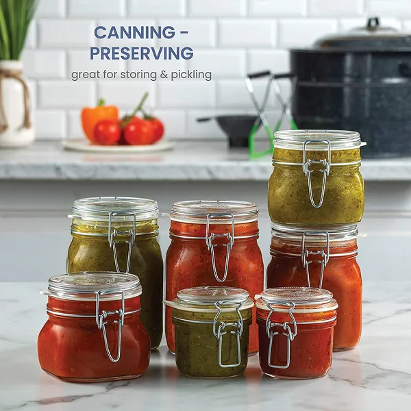 Air_Tight_Glass_Storage_Containers_with_Steel_Clamp_Lid_and_Silicon_Seal/Glass_Jars/Kitchen_Storage_Containers/Cookie_Jar_-_500ml_-_(Set_of_2)
