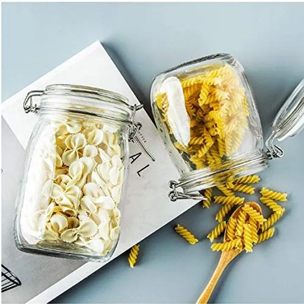 _Glass_Jar_and_Container_with_Airtight_Swing_Cap_-_Leak_Proof_Rubber_Gasket_and_Hinged_Lid_-_Perfect_for_Kitchen_Cereal,Spices,_Masala_&_Pickle_-_1200_ml,_Set_of_2