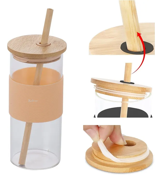 Glass_Tumbler_with_Bamboo_Lid_and_Straw_400ml,_Reusable_Glass_Drinking_Sipper_Bottle_with_Silicone_Protective_Sleeve_for_Iced_Coffee,_Smoothies,_Cocktails,_Any_Hot_&_Cold_Beverages_Pack_of_2