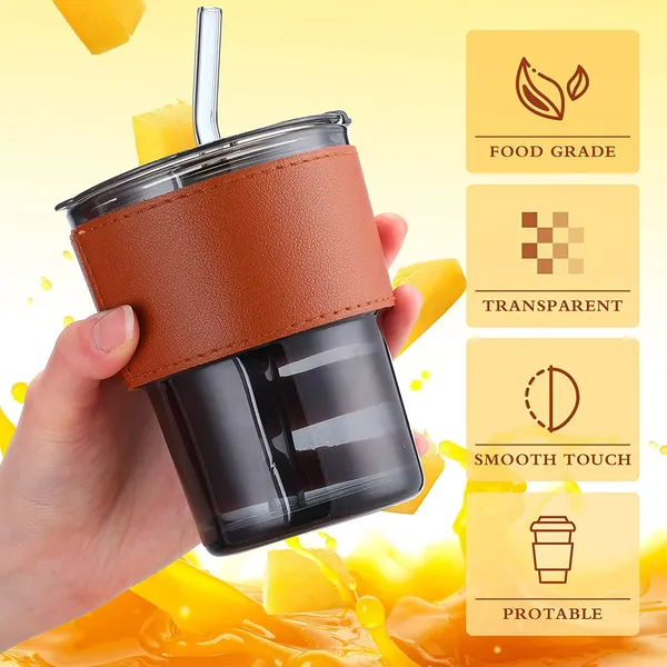 Glass_Tumbler_with_Silicone_Straw_and_Lid_435ml,_Glass_Cup_with_Leather_Sleeve,_Glass_Coffee_Mugs_for_Straw_and_Direct_Drinking_Mouth_Dual_Use,_Summer_Travel_Essential_Bottle_Pack_of_1_(Black)