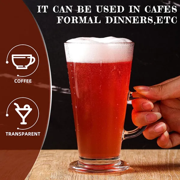 _Irish_Coffee_Mugs_with_Handle,_Large_Size_Plain_Glasses_Set_of_2,_Tall_Funnel_Clear_Glasses_for_Iced_Coffee,_Latte,_Cappuccino,_Hot_Chocolate_(270ml)