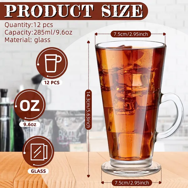 _Irish_Coffee_Mugs_with_Handle,_Large_Size_Plain_Glasses_Set_of_2,_Tall_Funnel_Clear_Glasses_for_Iced_Coffee,_Latte,_Cappuccino,_Hot_Chocolate_(270ml)