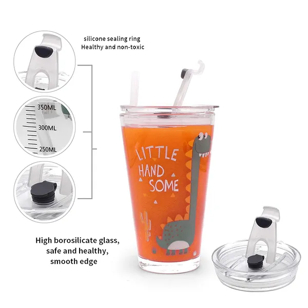 Drinking_Glass_Measuring_Mug/Cup_with_Silicone_Straw_and_Glass_Lid_Cartoon_Pattern,_Creative_Multipurpose_Drink_for_Milk,_Tea,_Coffee,_Juice,_Thick_Shake_(Set_of_1)_400_ml