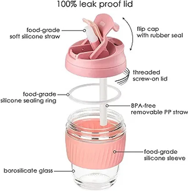 Reusable_Glass_Tumbler_with_Lid_and_Straw,_350ml_Coffee_Travel_Mug,_Leak-Proof_Coffee_Cup,_BPA_Free,_Dishwasher_Pack_of_1_(Multi_Color)