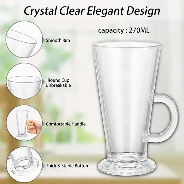 _Irish_Coffee_Mugs_with_Handle,_Large_Size_Plain_Glasses_Set_of_2,_Tall_Funnel_Clear_Glasses_for_Iced_Coffee,_Latte,_Cappuccino,_Hot_Chocolate_(270ml)