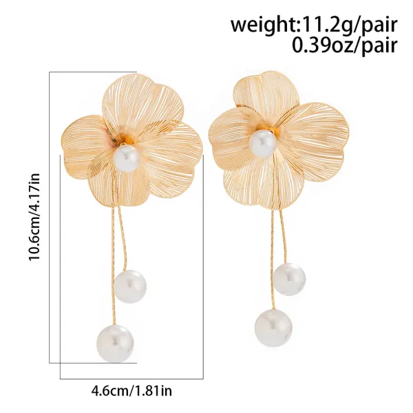 Korean_Luxurious_Flower_Pearl_Drop_Gold_Earring