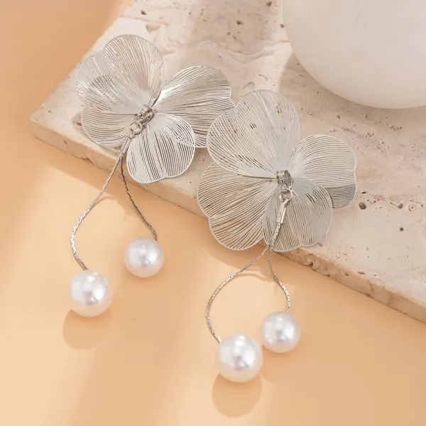 Korean_Luxurious_Flower_Pearl_Drop_Gold_Earring