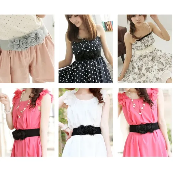 Stylish_Rose_Flower_Elastic_Waist_Belt_for_Women_girl_skirt_belt_Pink_For_Women_And_Girls