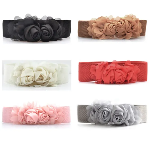 Stylish_Rose_Flower_Elastic_Waist_Belt_for_Women_girl_skirt_belt_Pink_For_Women_And_Girls