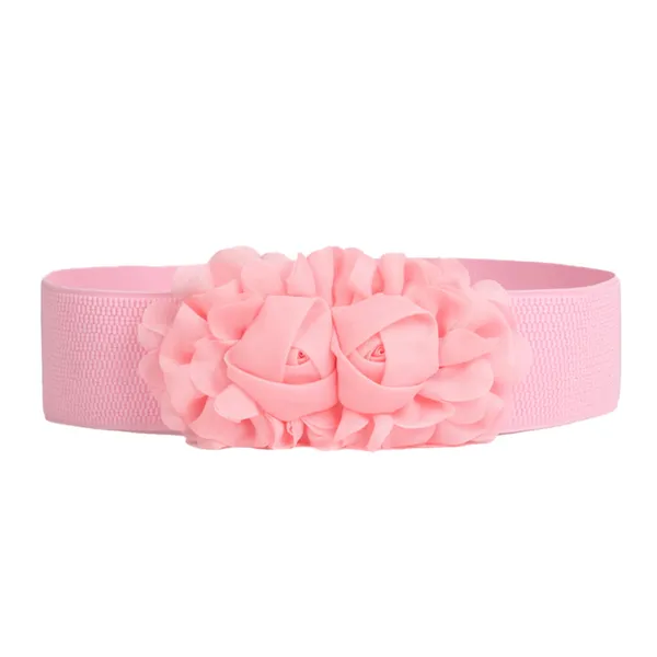 Stylish_Rose_Flower_Elastic_Waist_Belt_for_Women_girl_skirt_belt_Pink_For_Women_And_Girls