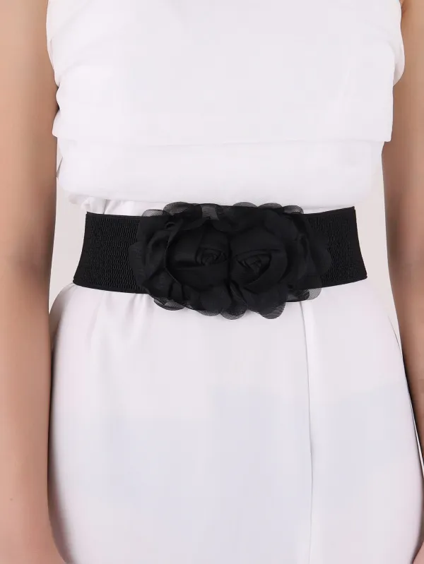 Stylish_Rose_Flower_Elastic_Waist_Belt_for_Women_girl_skirt_belt_Pink_For_Women_And_Girls