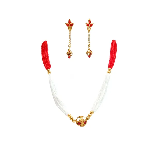 Assamese_Traditional_Red_White_Meenakari_Moni_Mala_Jewellery_Set