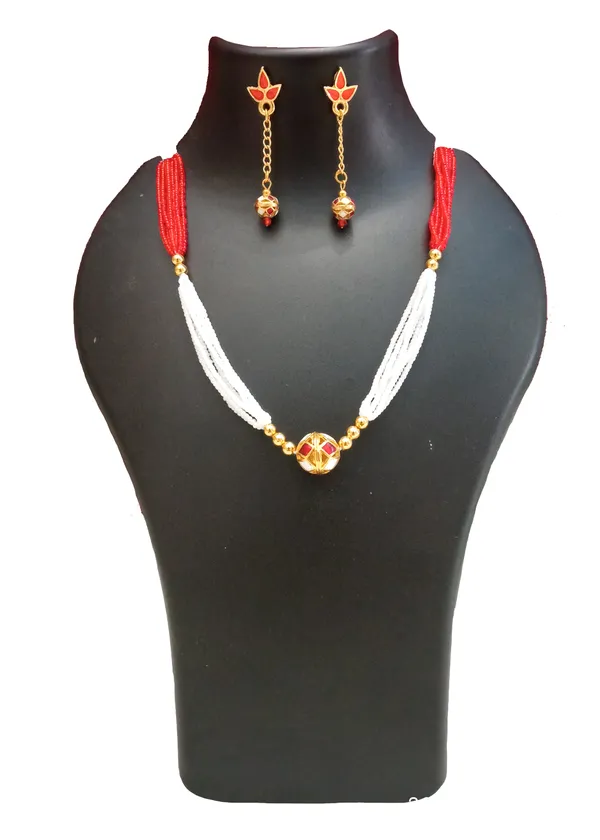 Assamese_Traditional_Red_White_Meenakari_Moni_Mala_Jewellery_Set