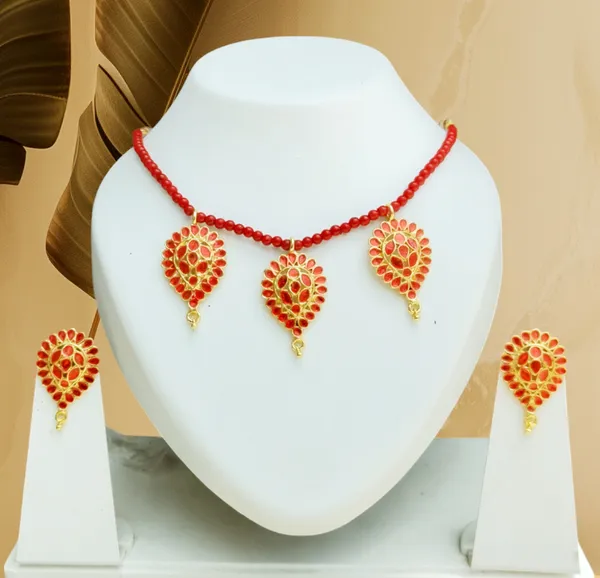 Copper_Based_Assamese_Traditional_Gold_Plated_Red_Colour_Dugdugi_Golpatta_Choker_Necklace_For_Girls_And_Women