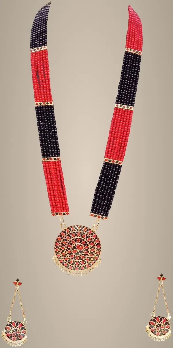 Assamese_Traditional_Red_Black_Meenakari_Japi_Jewellery_Set_For_Women_&_Girl