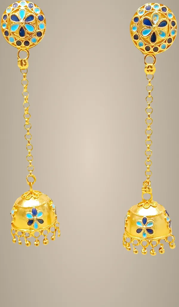 Assamese_Traditional_Copper_Blue_Firozi_Japi_Jhumka_Earring_For_Girls_&_Women