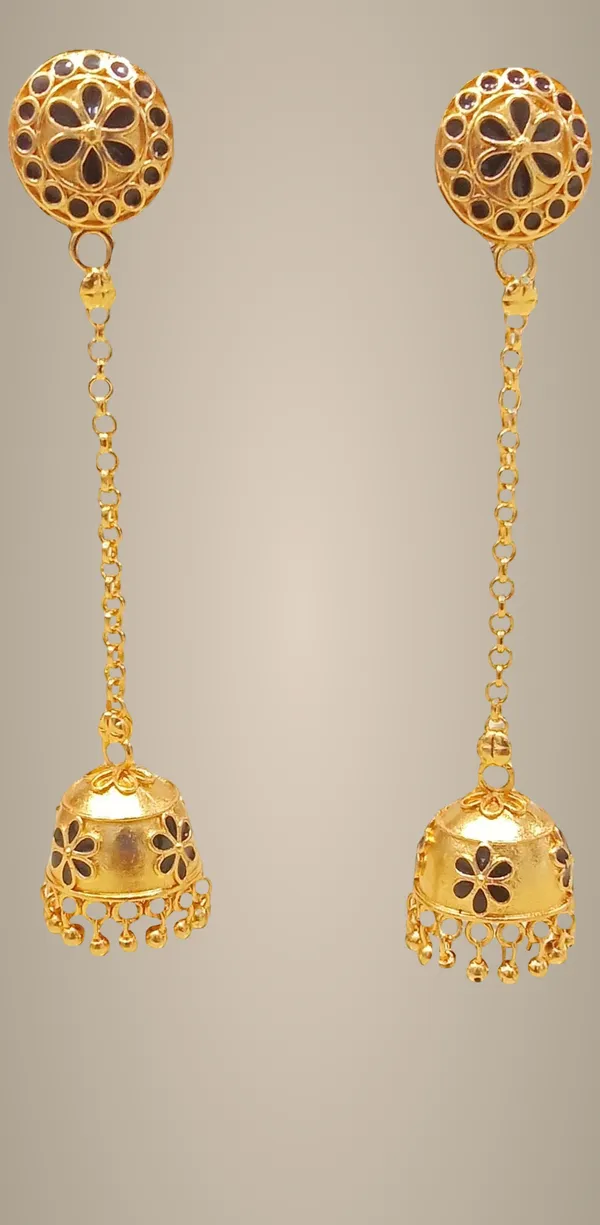 Assamese_Traditional_Black_Colour_Japi_Jhumka_Earring_For_Girls_&_Women