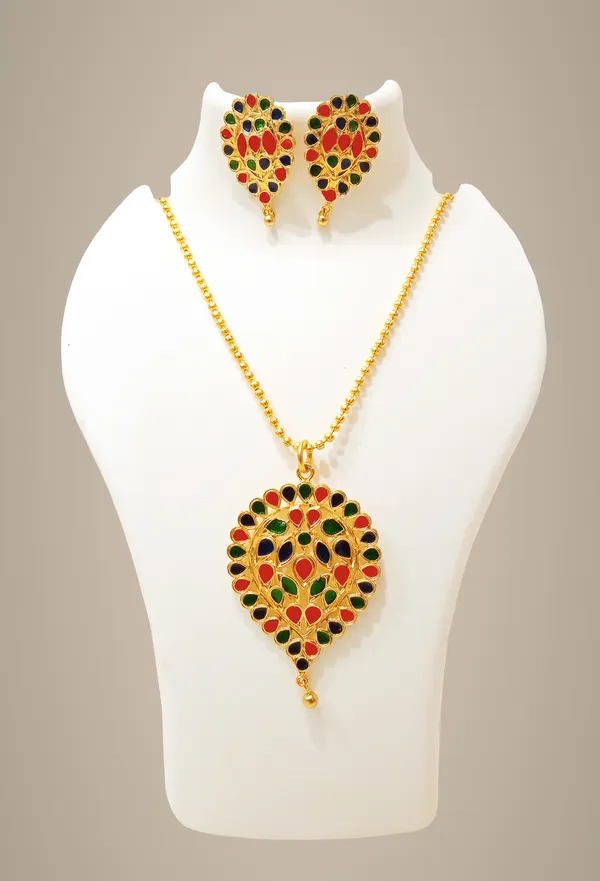 Assamese_Traditional_Gold_Plated_Multi_Color_Dugdugi_Jewellery_Set_For_Women_&_Girl
