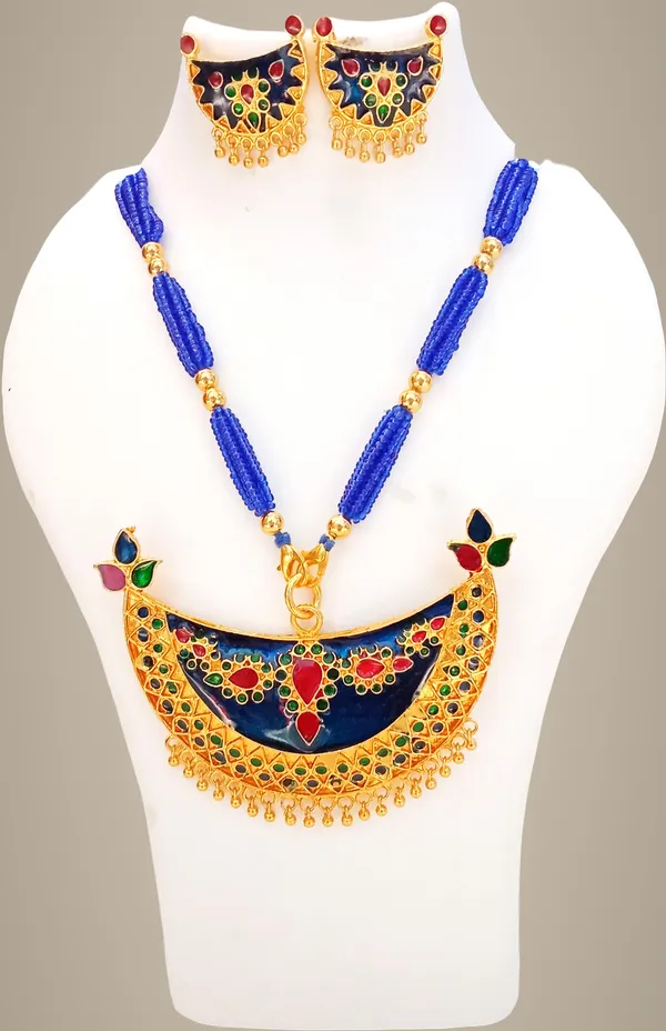 Assamese_Traditional_Gold_Plated_Multi_Color_Junbiri_Tassel_Jewellery_Set_For_Women