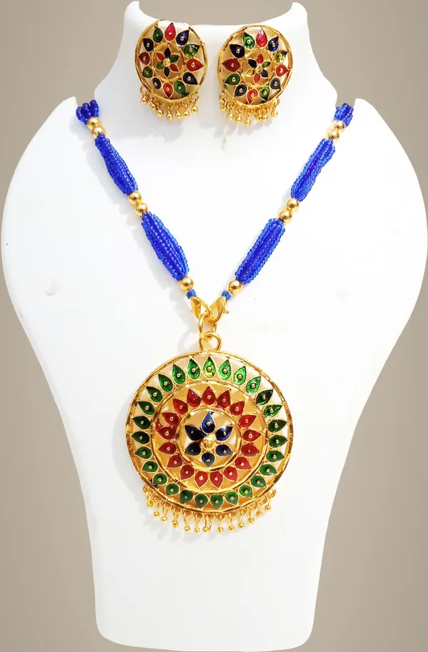 Assamese_Traditional_Multi_Colour_Japi_Tassel_Jewellery_Set_For_Women