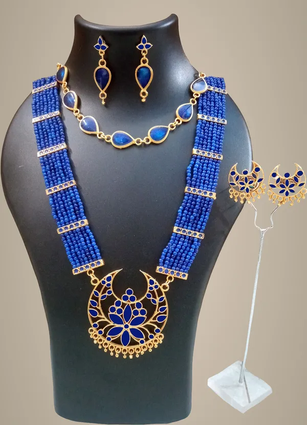 Assamese_Traditional_Blue_Colour_Joonbiri_And_Golpata_Combo_Jewellery_Set_For_Women