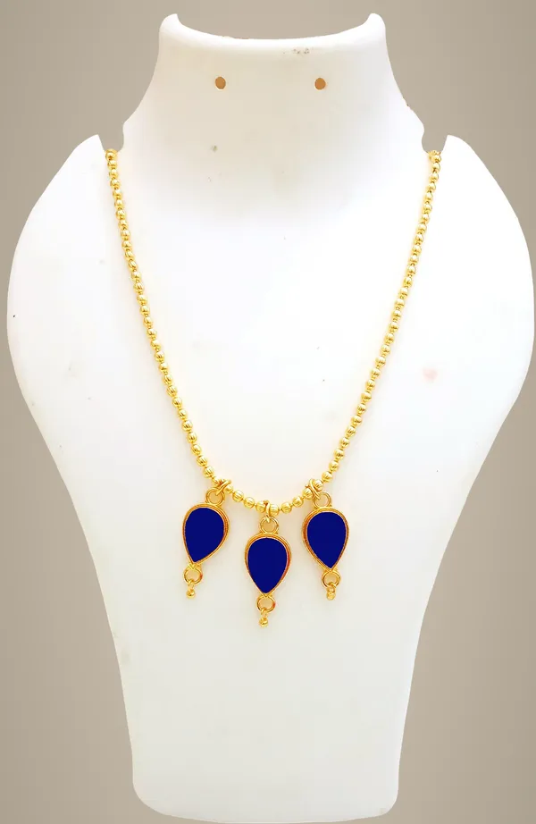 (Pack_Of_2)_Assamese_Traditional_Gold_Plated_Blue_Colour_Pendant_Necklace_For_Girls_&_Women