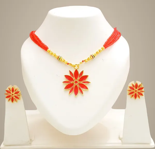 Assamese_Traditional_Gold_Plated_Red_Meenakari_Tassel_Jewellery_Set_For_Women