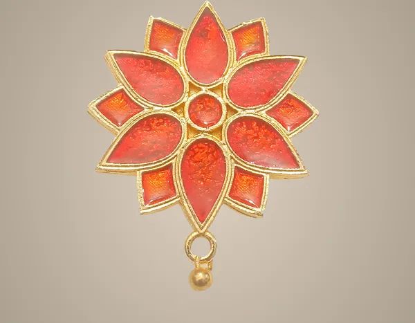 Assamese_Traditional_Gold_Plated_Red_Meenakari_Brooch_Pin_For_Girls_&_Women
