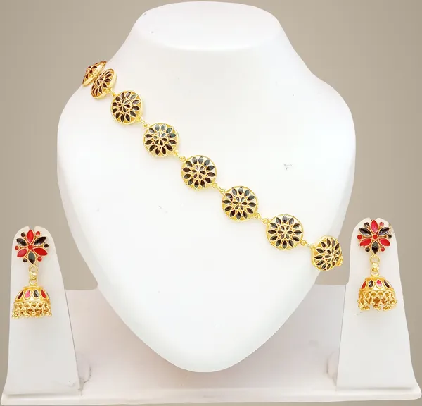 Assamese_Traditional_Gold_Plated_Black_Colour_Golpata_Necklace_Set_For_Women