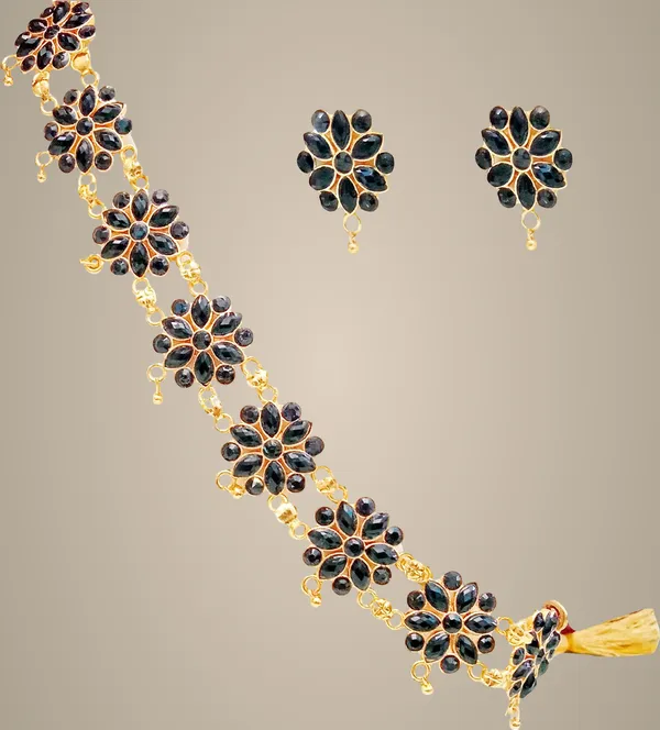 Assamese_Traditional_Gold_Plated_Black_Meenakari_Golpata_Necklace_Set_For_Women