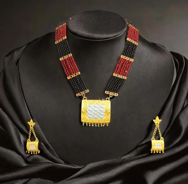 Assamese_Traditional_Red_Black_Meenakari_Jewellery_Set