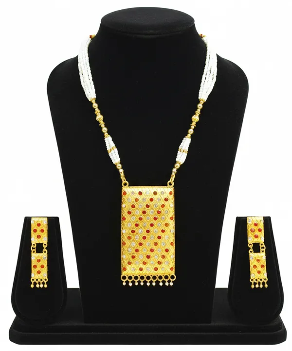 Assamese_Traditional_R-W_Stone_Biskut_With_Tassel_Jewellery_Set