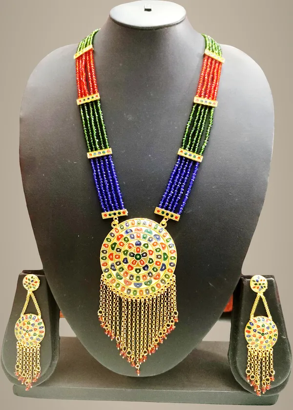 Assamese_Traditional_Multi_Colour_Japi_Tassel_Jewellery_Set_For_Women_&_Girl
