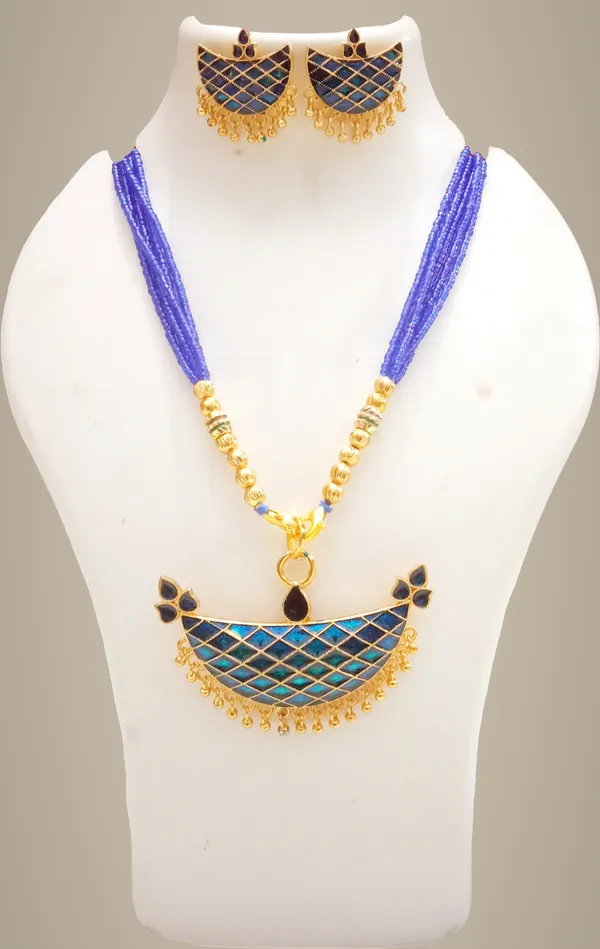 Assamese_Traditional_Blue_Colour_Tassel_Jewellery_Set_For_Women_&_Girl